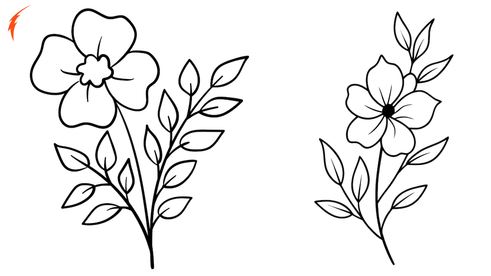 Flower Clipart Black and White