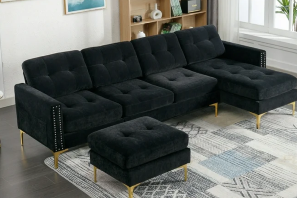 Black Wool Couch Sectionals