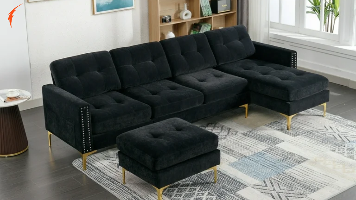 Black Wool Couch Sectionals