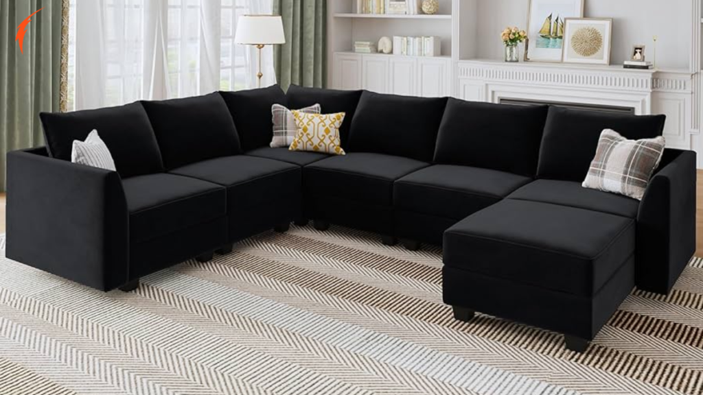 Black Wool Couch Sectionals